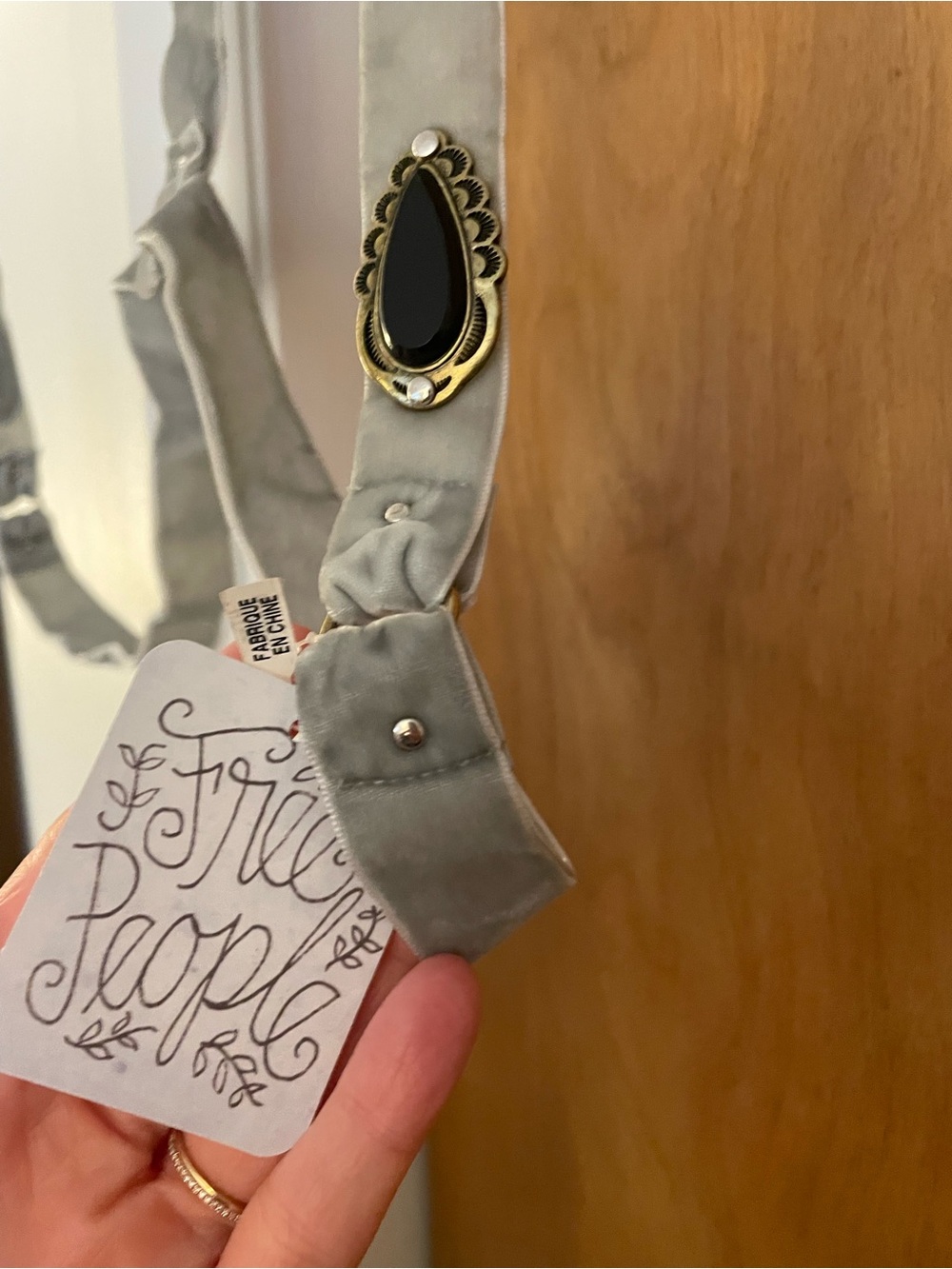 Free People Grey Velvet Harness, NWT